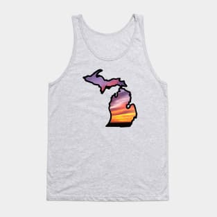 Michigan Mitten with Sunset Background Tank Top